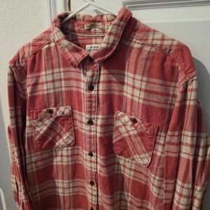 Quiksilver Waterman Mens XL Flannel Shirt Red Plaid Tailored Fit Button Down